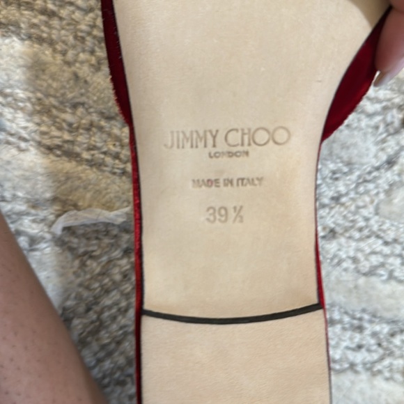 BRAND NEW JIMMY CHOO RED VELVET SAEDA FLATS SIZE 9.5 - Picture 4 of 7